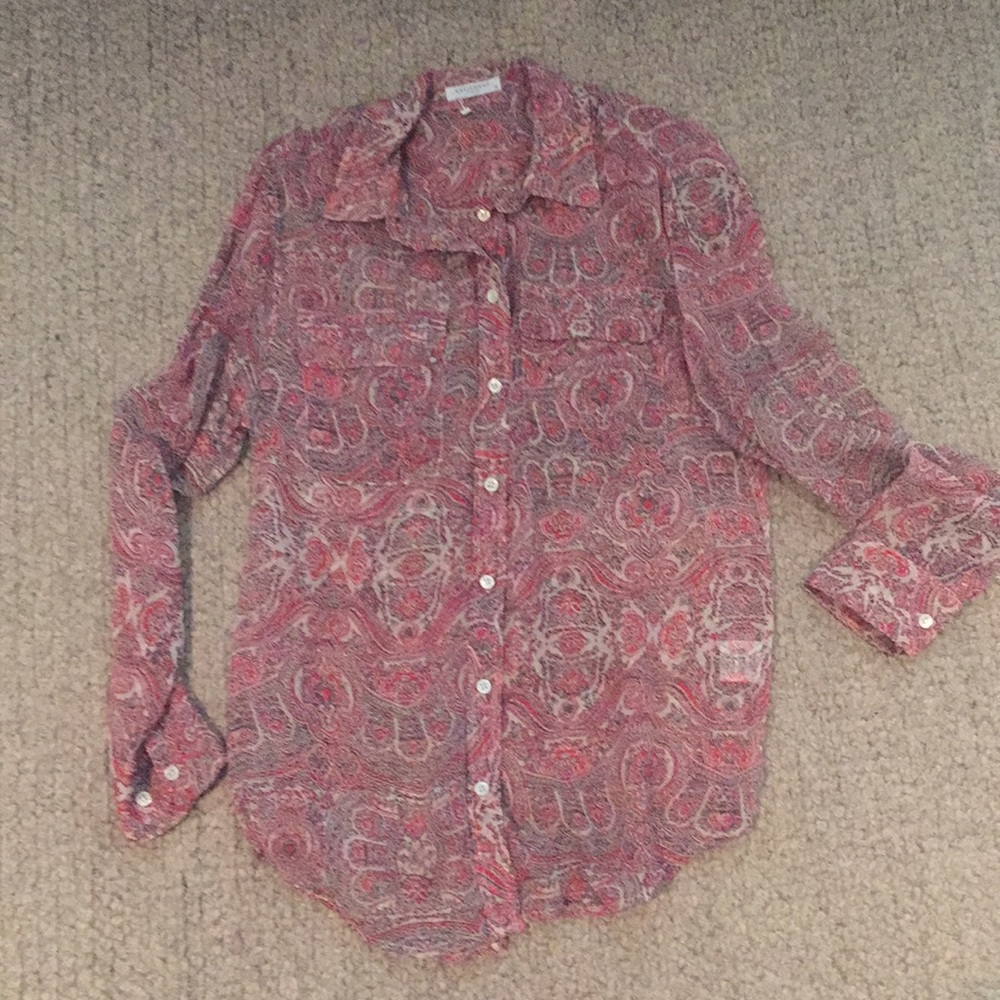 Equipment button down sheer blouse